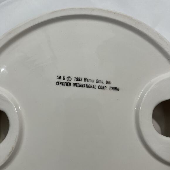 NEW VINTAGE 1993 LOONEY TUNES TWEETY BIRD SYLVESTER CERAMIC PET‎ BOWL DISH 8" - Picture 4 of 6